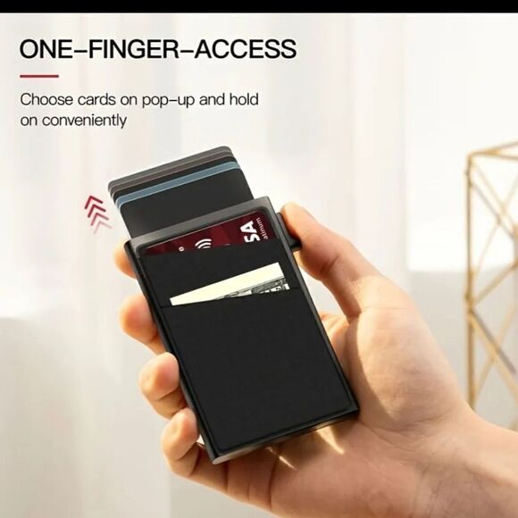 Automatic Pop-Up Credit Card Holder Money Bag Minimalist RFID Blocking M… - Picture 1 of 6